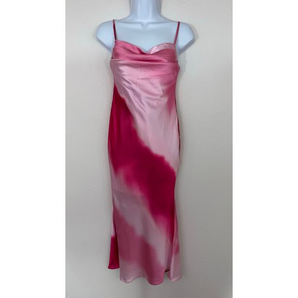 Fashion Nova Harley Satin Midi Dress Pink XS NWT - Picture 2 of 8